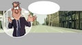 Cartoon man pointing to an empty speech bubble Royalty Free Stock Photo