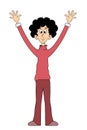 Cartoon man raising both arms as a healthy lifestyle