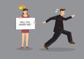 Man Runs Away from Marriage Cartoon Vector Illustration