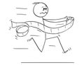 Cartoon of Man Running in Panic to Toilet or Bathroom or Lavatory With Toilet Paper in Hand