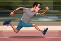 Cartoon man running purposefully at a very high speed