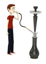 Cartoon man with shisha