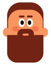 A cartoon man with a stylish beard looks dismayed vector or color illustration