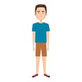 Cartoon man with short pants and hairstyle