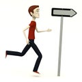 Cartoon man with sign Royalty Free Stock Photo