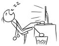 Cartoon of Man Sleeping inFront of the Computer Screen