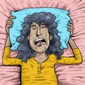 Cartoon of a man sleeping soundly and snoring.