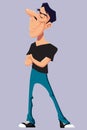 Cartoon man standing smiling with his arms crossed Royalty Free Stock Photo