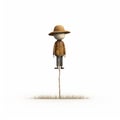 Cartoon Man On Stick: A Photorealistic Cowboy With Childlike Simplicity