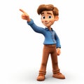 Cartoon Boy Pointing With Photorealistic Renderings