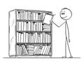 Cartoon of Man Taking Book From the Bookcase.