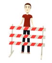 Cartoon man with traffic barrier