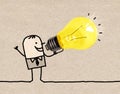 Cartoon man Using a Big light Bulb as a Loudhailer