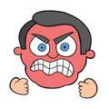 Cartoon man is very angry, vector illustration Royalty Free Stock Photo