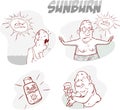 Cartoon man with a very bad sunburn Royalty Free Stock Photo