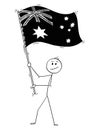 Cartoon of Man Waving Flag of Commonwealth of Australia Royalty Free Stock Photo