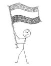 Cartoon of Man Waving the Flag of Kingdom of the Netherlands or Holland