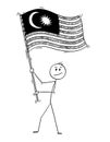 Cartoon of Man Waving the Flag of Malaysia