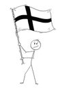 Cartoon of Man Waving the Flag of Republic of Finland