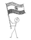 Cartoon of Man Waving the Flag of Republic of India