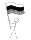 Cartoon of Man Waving the Flag of Russian Federation or Russia