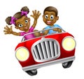 Cartoon Man and Woman Driving Car Royalty Free Stock Photo