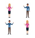 Cartoon man and woman expressions icon set, colorful design