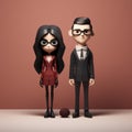 Minimalist 3d Animated Couple In Gothic Pop Surrealism Style