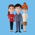 Cartoon man and women colleagues work business