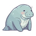 cartoon manatee smiling underwater