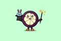 cartoon Mangosteen magician with bunny character Royalty Free Stock Photo