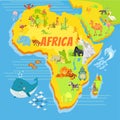 Cartoon map of africa with animals