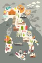 Cartoon map of Italy for kid and children Royalty Free Stock Photo