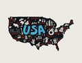 The cartoon map of USA Royalty Free Stock Photo