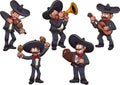 Cartoon Mariachi Band. Vector clip art illustration with simple gradients. All in one single layer.