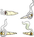 Cartoon Marijuana Cannabis Cigarettes. Vector Collection Set