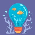 Cartoon of marine life in blue bulb