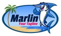 Cartoon marlin fish mascot Royalty Free Stock Photo