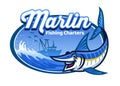 Cartoon marlin fishing character