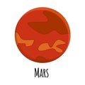 cartoon Mars planet. Vector illustration isolated on white back Royalty Free Stock Photo
