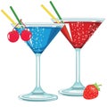 Martini Glasses with Fruity Cocktails Royalty Free Stock Photo