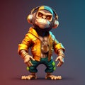 Cartoon Masco Monkey Hip Hop