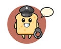 Cartoon mascot of bread as a police