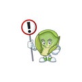 Cartoon mascot of brussels sprouts bring sign in his hand