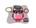 Cartoon mascot of bubble gum as a businessman