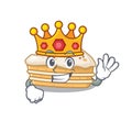 A cartoon mascot design of carrot cake performed as a King on the stage