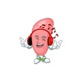 Cartoon mascot design neisseria gonorhoeae enjoying music with headset