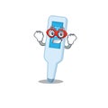 A cartoon mascot of digital thermometer in a fantastic Super hero character