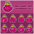 Cartoon Mascot Of Dragon Fuit Character with king and expression set Royalty Free Stock Photo