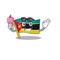 Cartoon Mascot featuring flag mozambique with ice cream